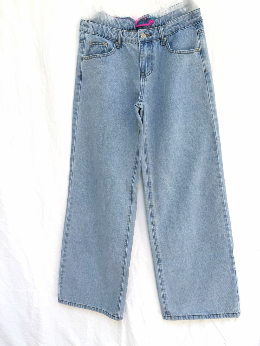 Edikted Wide Leg Demin Jeans In Light Blue